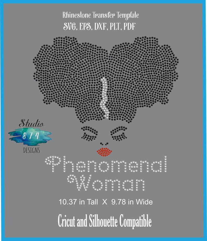 Download Phenomenal Woman Afro Diva Rhinestone Instant Download Svg Eps Digital Transfer Template A Rhinestone Pattern