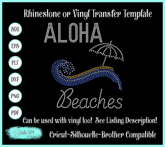 Rhinestone Beach SVG Template - Hawaii vacation - Aloha Beaches Digital Download