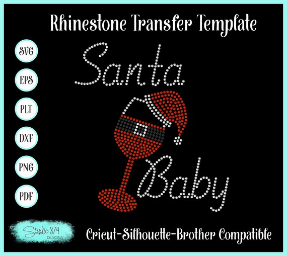 Christmas Rhinestone SVG Digital Download - Santa Baby Sticky Flock Template