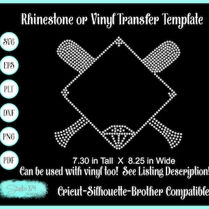 Baseball Mom Diamond Rhinestone SVG Template - Bling Instant Download - Softball Mom