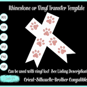 Rhinestone Cheer Bow SVG Template - EPS Instant Download Sticky Flock - or vinyl faux rhinestone template