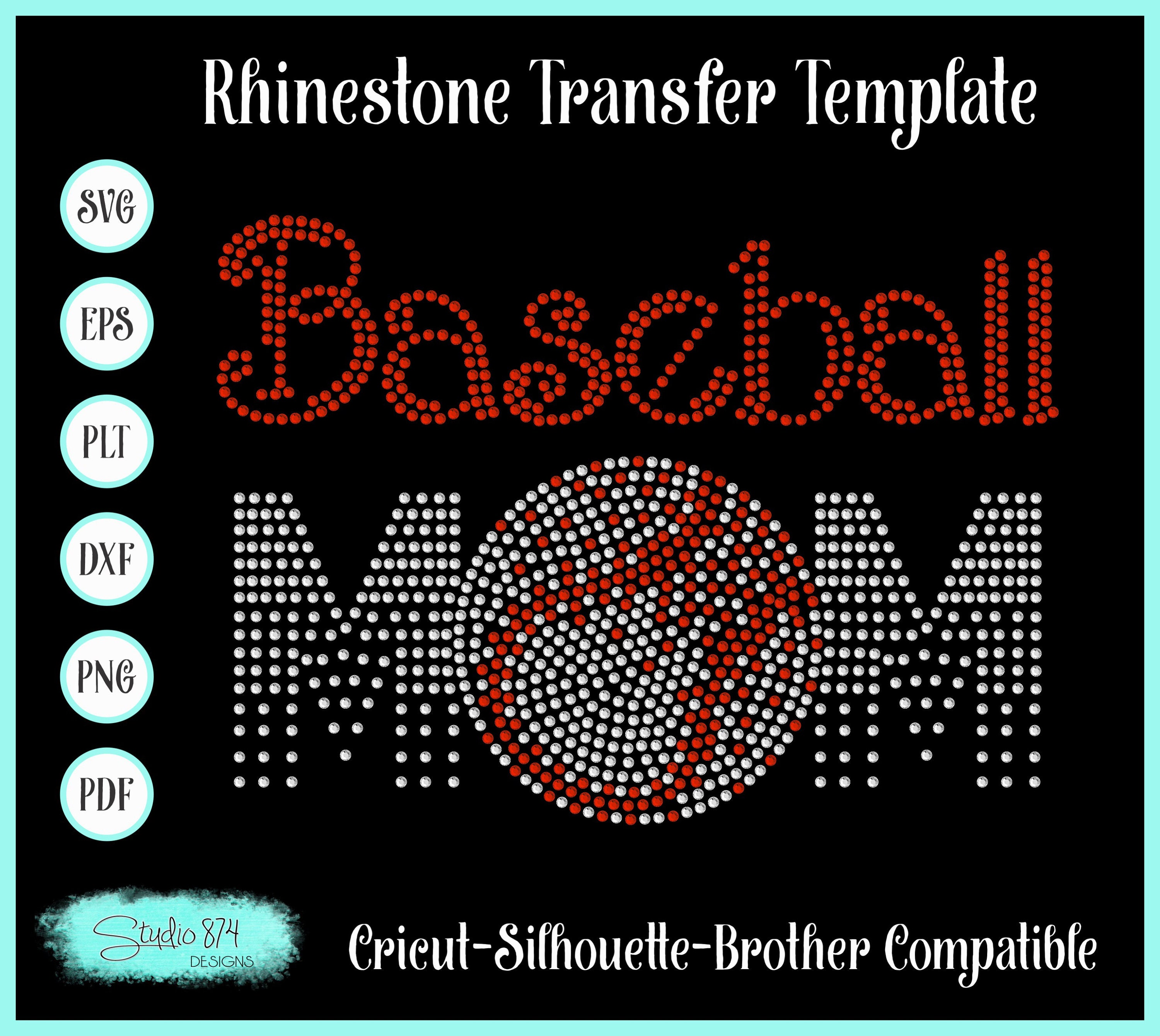 Baseball Mom Rhinestone Transfer Template - Bling SVG Instant Download ...
