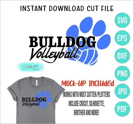 Bulldogs Mascot SVG Vector HTV Transfer Template - Volleyball School Instant Download
