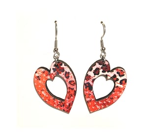 Rosa Leopard Heart Earring