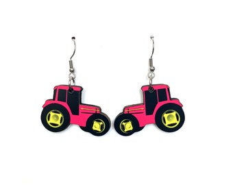 tr02 Pink Tractor earring
