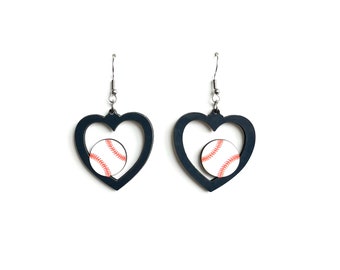 Heart Baseball Earring