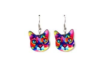 cer17 Rainbow Cat Earring