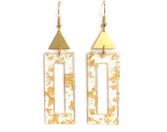 Felicia Earring-Gold Flake Acrylic