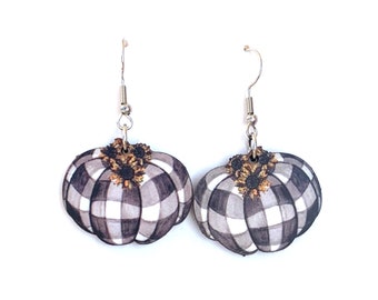 Plaid Pumpkin Earrings