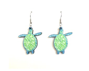 Watercolor Sea Turtle Earrings