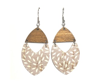 Tizzy Leather Earring-Tan Print