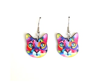 Colorful Cat Earrings