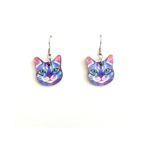 Purple Cat Earrings