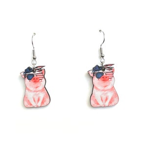 Patriotic Pig Earring