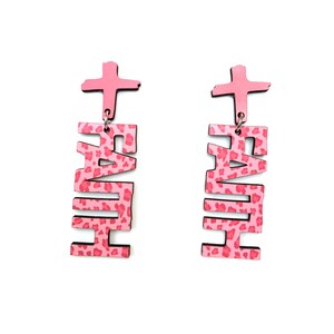 Pink Leopard Faith Earrings