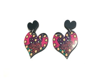 Hadlee Heart Earring-Distressed Pink