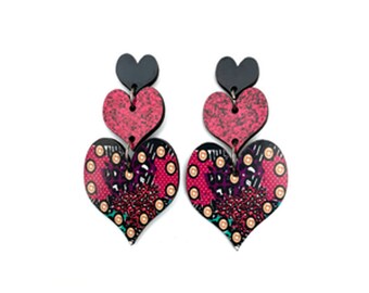 Haley Earring-Cow Print Heart