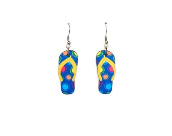 cer04 Blue Dot Flip Flop Earrings