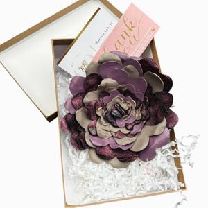 Handmade Leather Flower Brooch | Real Leather Corsage Pin | Statement Floral Accessory | Bridal Brooch | Gift for Her | Wedding purple pin