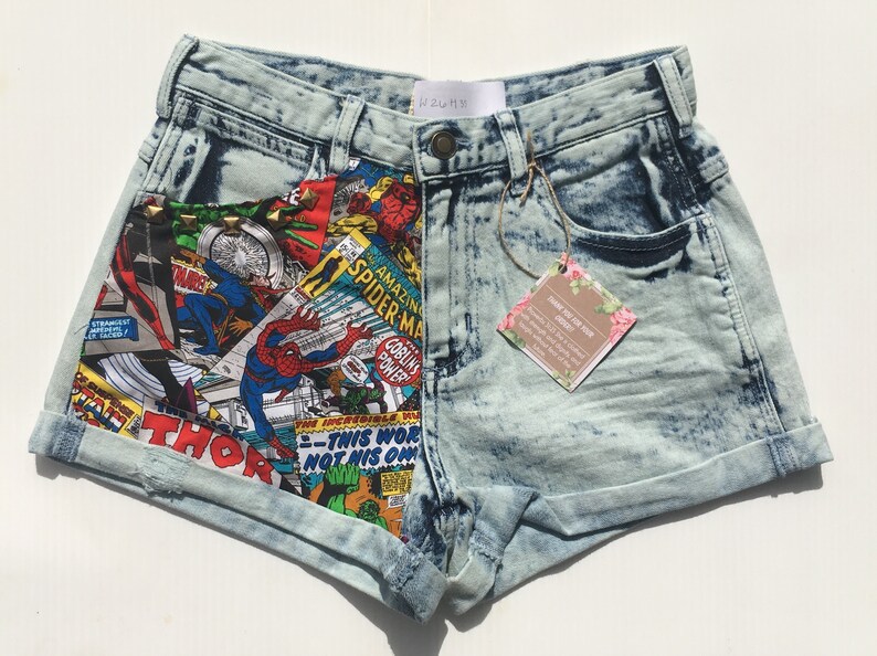 Marvel Comics Acid Wash Highwaisted Shorts