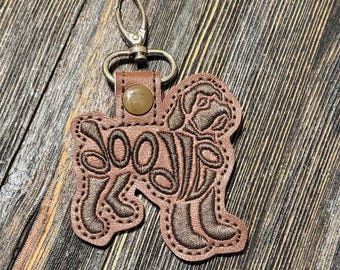 Doodle Text Fill Keychain | Dog Silhouette Keychain | Pet Lover Gift