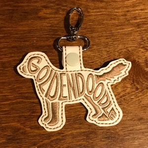 Porte-clés GoldenDoodle avec remplissage de texte