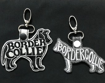 Border Collie Text Fill Keychains Canada