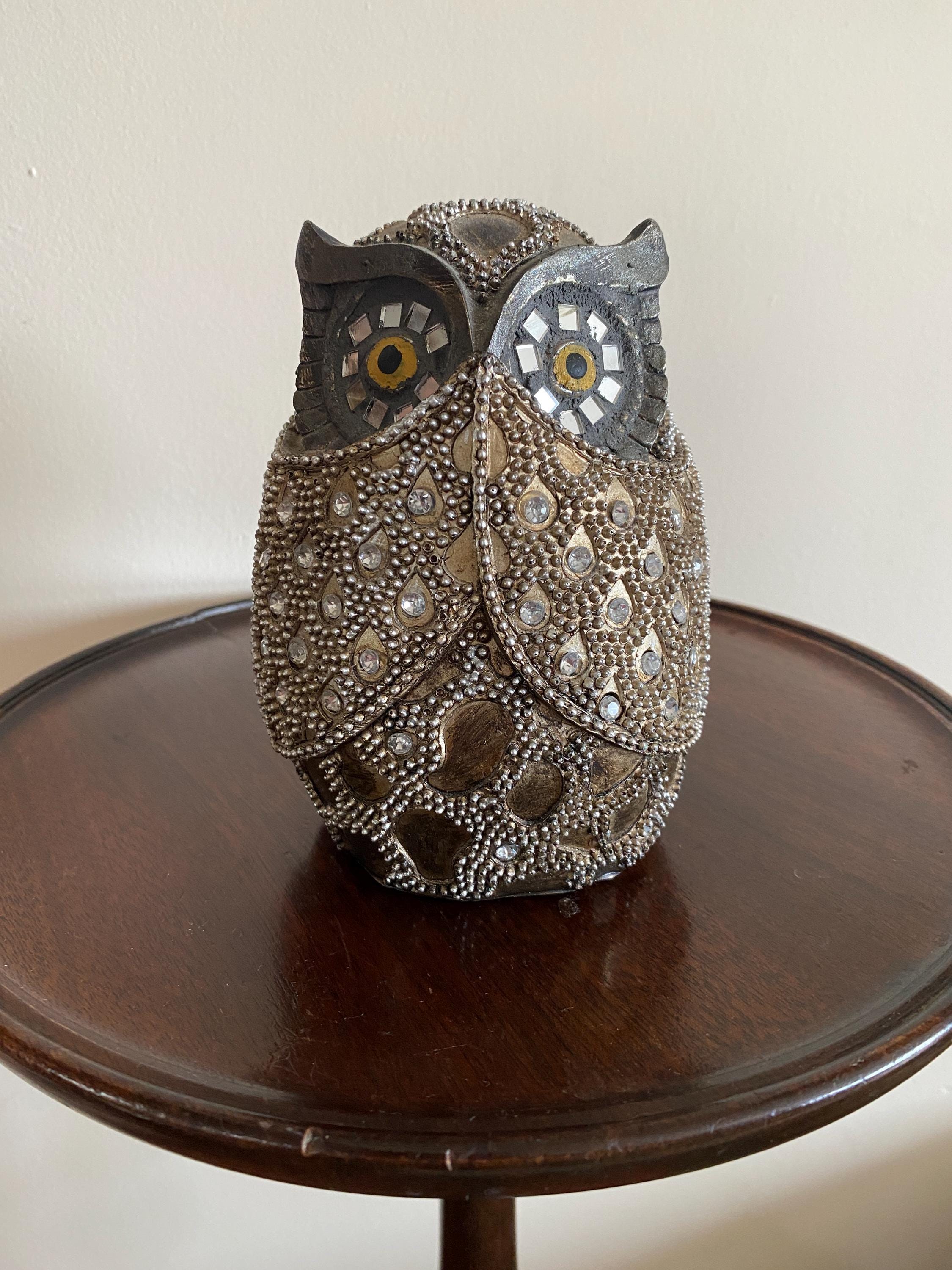 Owl Figurine unusual encrusted