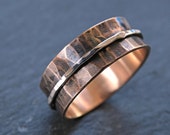 bronze spinning ring men, two tone ring bronze silver, personalized mens ring bronze silver, mens meditation ring, bronze anniversary gift