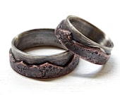 mountain wedding band set, mountain range rings, outdoor wedding rings, rustic promise ring set, unique anniversary rings custom mountain
