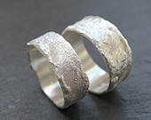 unique wedding rings rustic, cool wilderness rings, matching wedding bands silver, structured rings abstract, fused ring bands molten