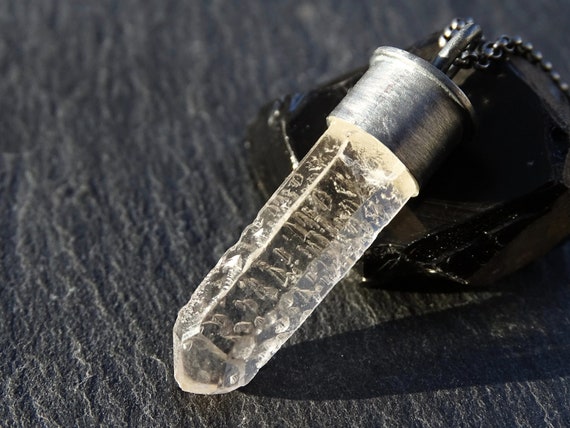 Unique Quartz Pendant Black Silver Mens 