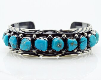 Silver turquoise deals cuff bracelet