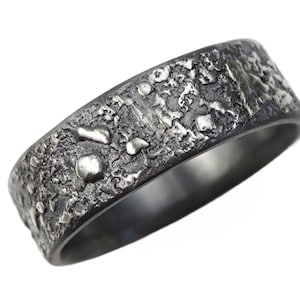 molten silver ring, mens wedding ring silver, viking wedding band, meteorite wedding band silver stardust ring, anniversary gift for men