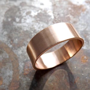 elegant bronze ring flat band, personalized mens ring bronze, modern bronze ring, bronze wedding band, bronze anniversary ring gift