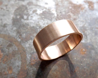 Brushed Bronze Ring, Flat Band, Modern Anniversary Ring