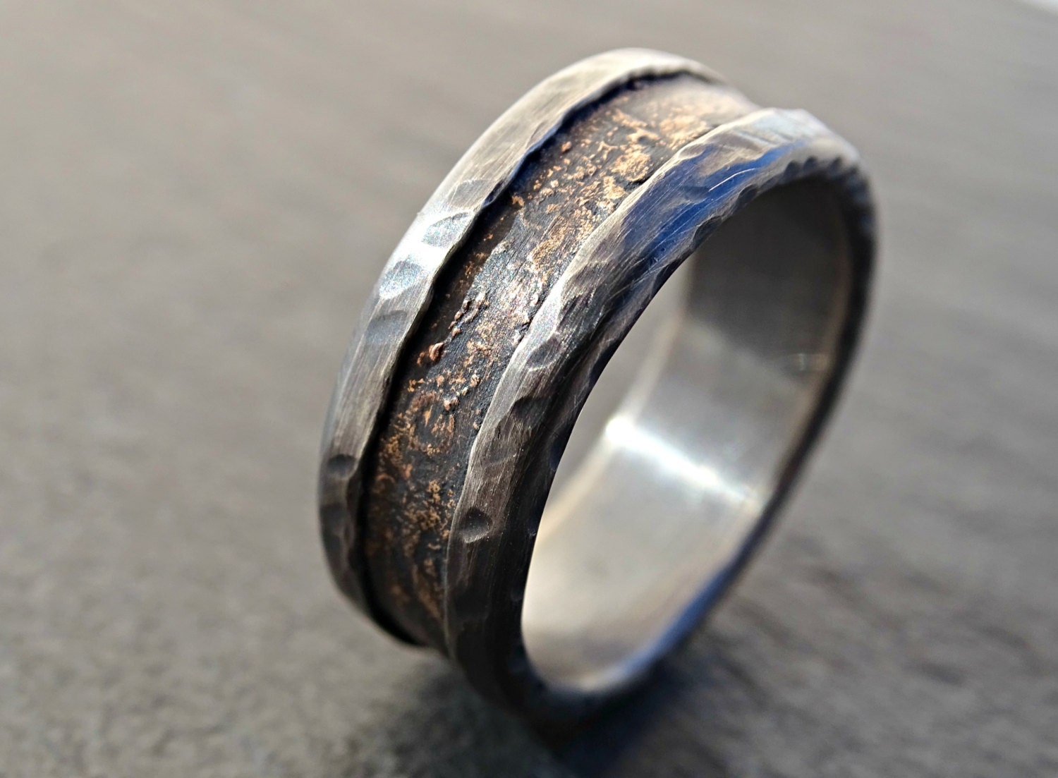 Unique wedding band industrial ring for men medieval