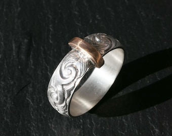 Mixed Metal Scottish Wedding Ring: Sterling Silver & Bronze