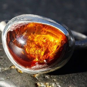 fire opal ring silver, fire opal engagement ring, matrix opal ring, molten silver opal ring, fire opal jewelry, unique gift for her