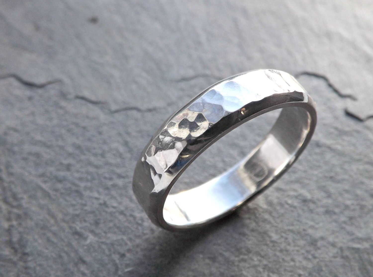 Hammered Silver Ring for Men Men s Wedding Band Forged