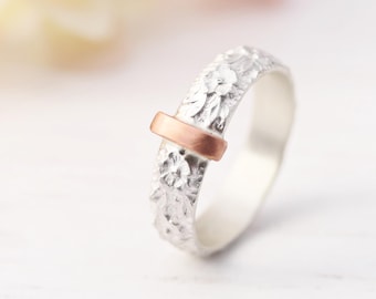 Scottish Sterling Silver Wedding Band with Copper Accent