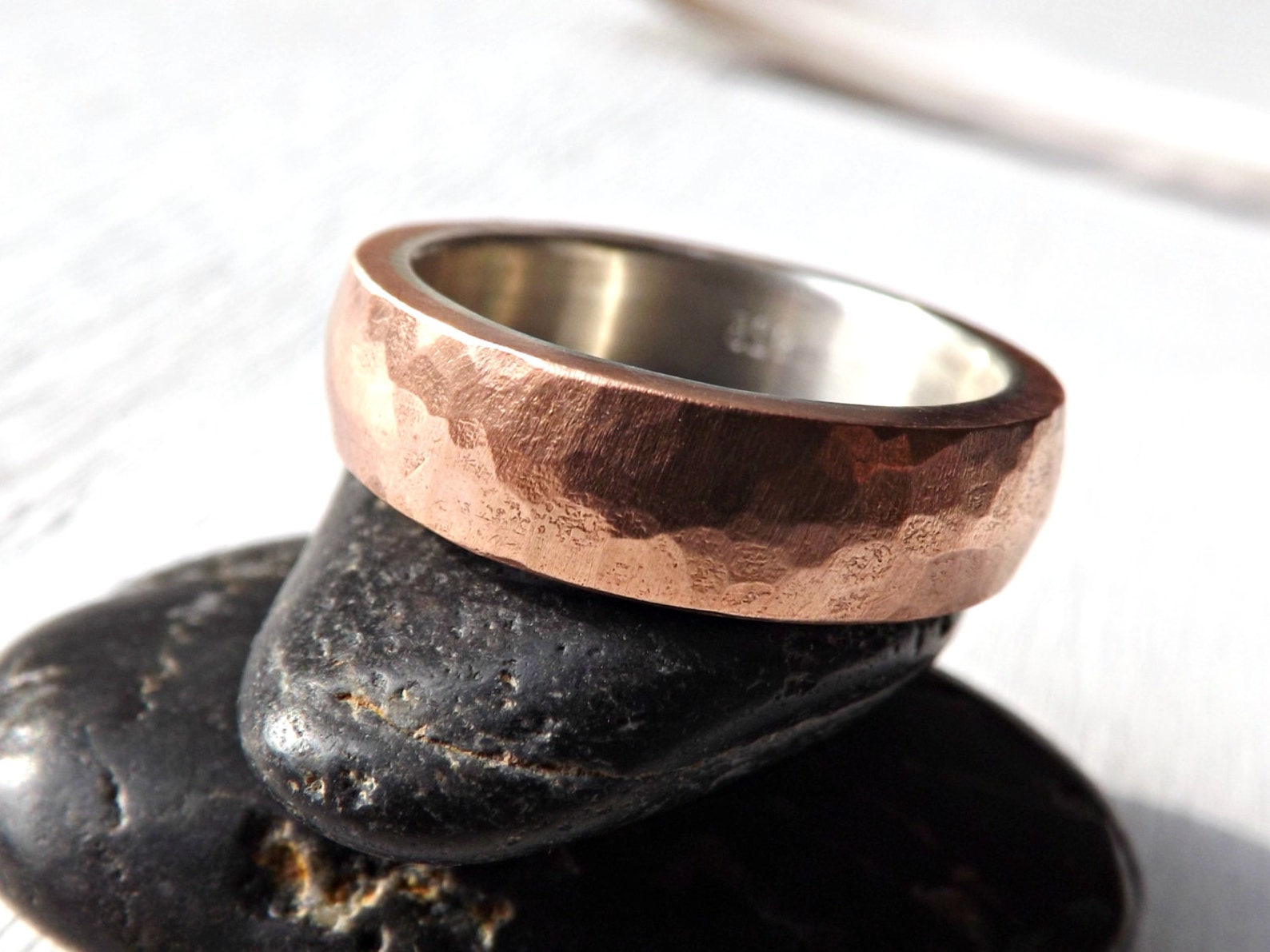 Unique mens ring copper copper wedding ring silver mens Etsy