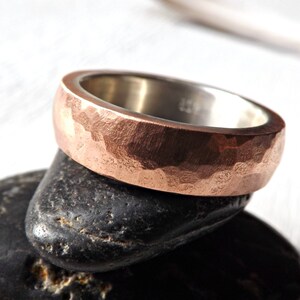 Unique Mens Ring Copper, Copper Wedding Ring Silver, Mens Wedding Band ...