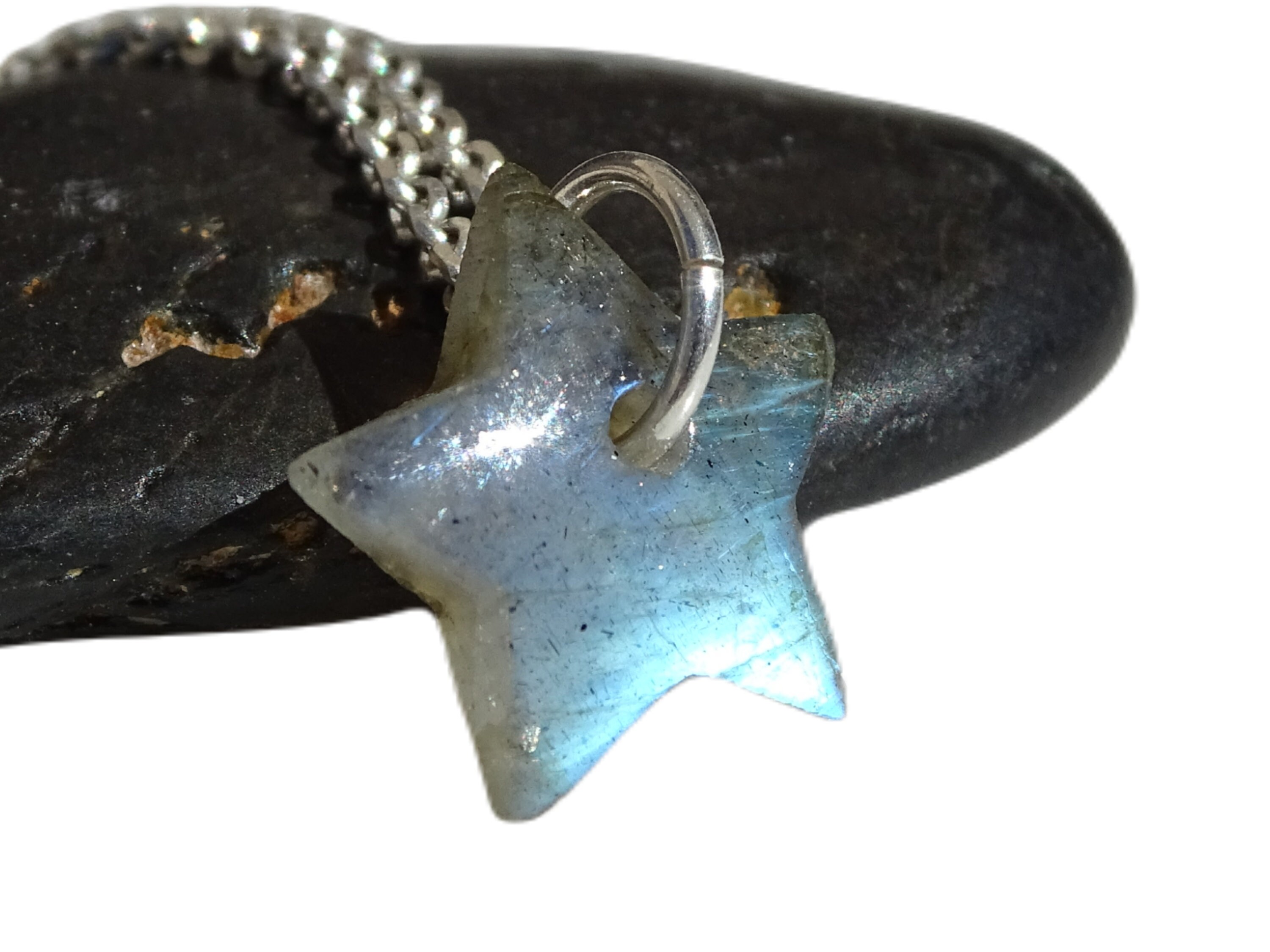 Blue Star Necklace, Small Labradorite Star Pendant, Blue