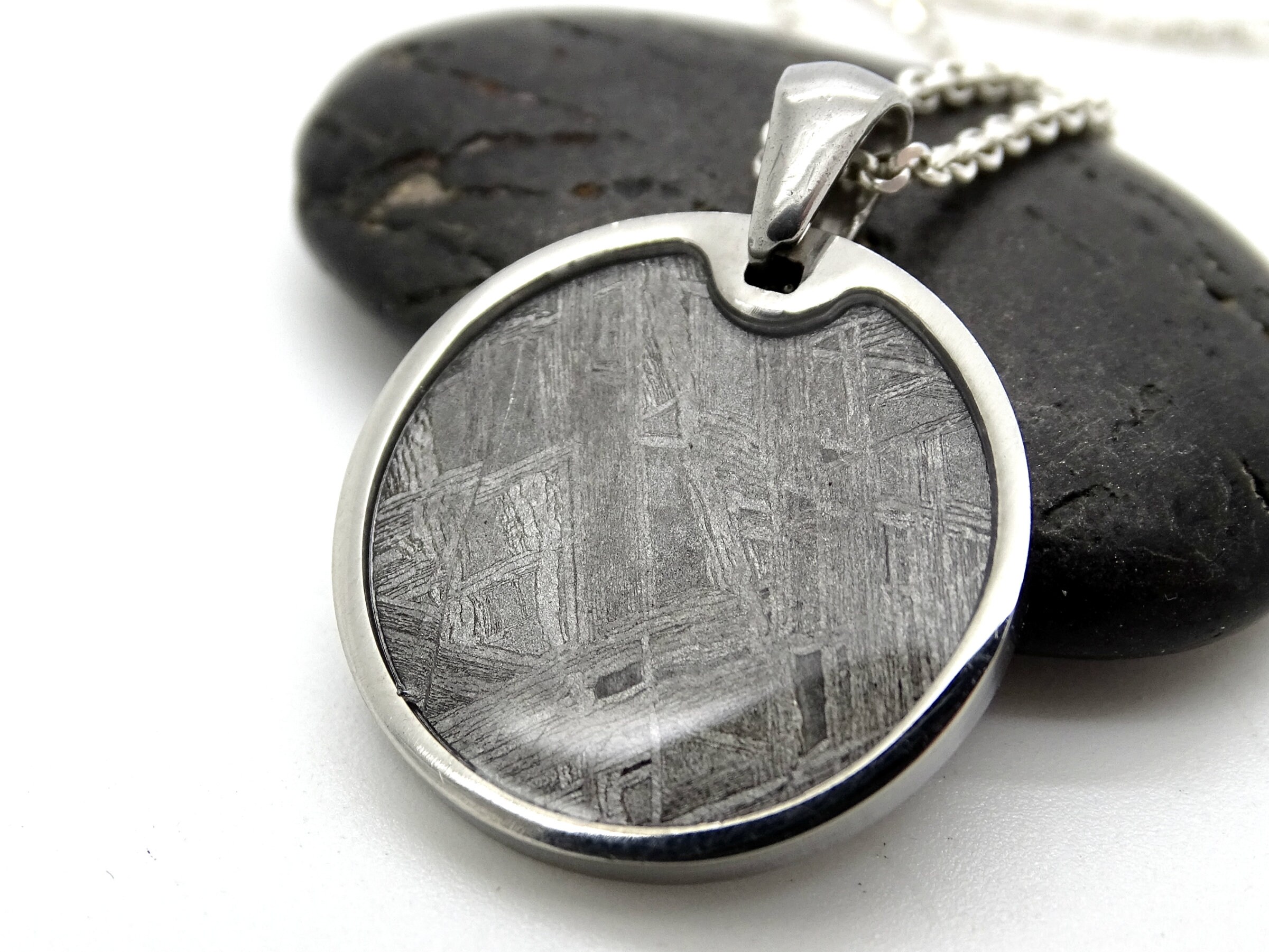 Round meteorite pendant mens meteorite pendant celestial Etsy