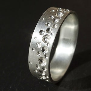 beach wedding ring ocean, mens promise ring silver, structured ring silver ring bubbles engraved silver ring water, mens wedding band silver