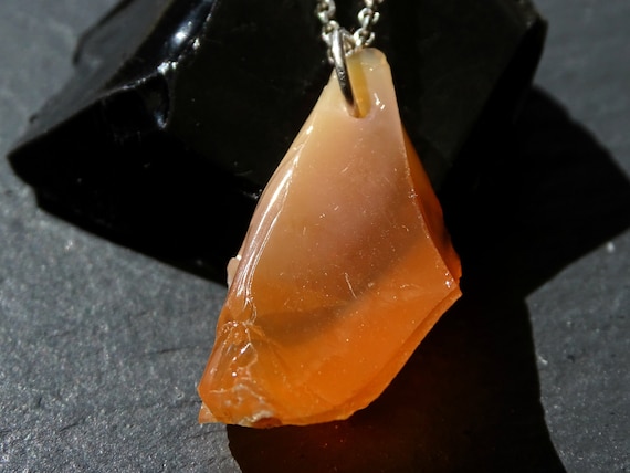 Raw Mexican Fire Opal Necklace: Sterling Silver Rough Gemstone Pendant