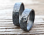 black silver wedding bands, matching rings for him and her, his and hers promise rings, hammered rings silver, matching wedding rings silver