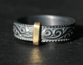 Scottish Sterling Silver Wedding Band: Bronze Center, Celtic Ring