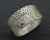 viking wedding band, celtic ring, tree of life ring silver 14k gold, mens wedding ring molten gold silver, viking promise ring landscape